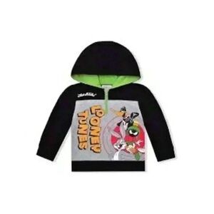 NWT Looney Tunes Graphic Kids Pullover Hoodie - Black, Size 7